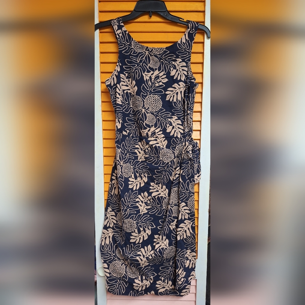 Patagonia Blue and Tan Sleeveless Midi Sundress
